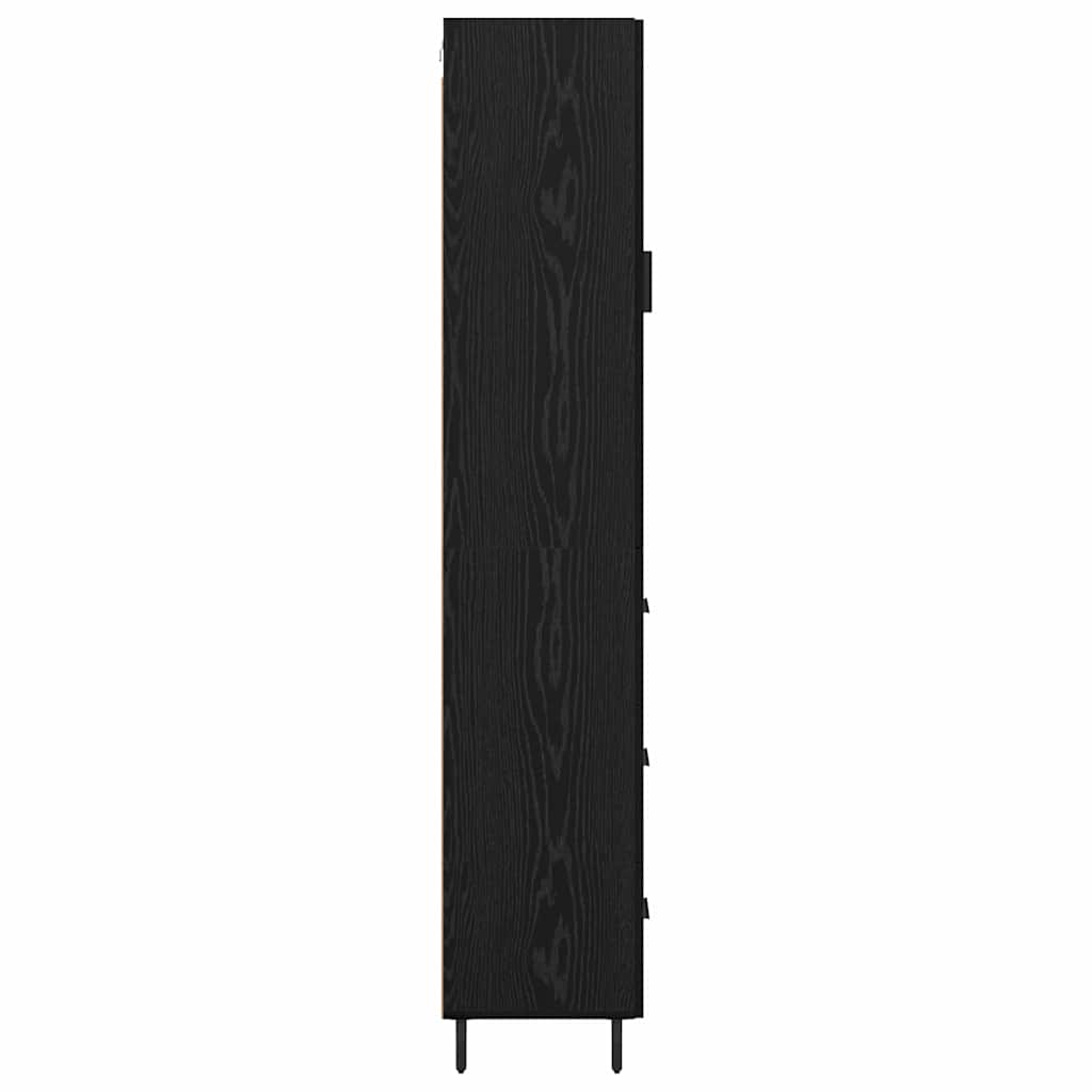 Highboard met lade Zwart Eiken 34,5 x 34 x 180 cm Bewerkt hout is nu te koop bij PeponiXL, paradijselijk wonen!