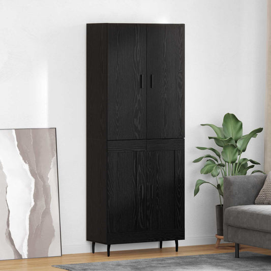 Hoge kast 2 pcs Zwart eiken Geengineerd Hout en Glas is nu te koop bij PeponiXL, paradijselijk wonen!