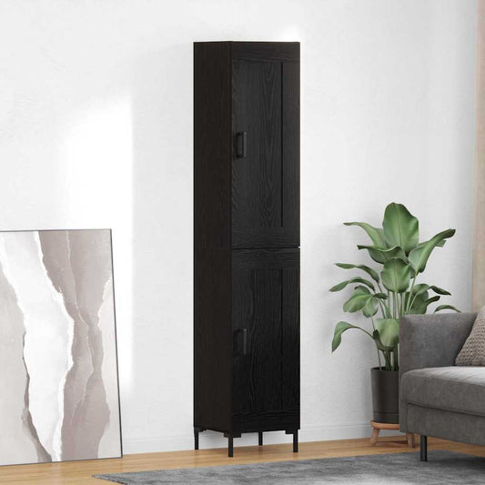 Highboard Zwart Eiken 34,5 x 34 x 180 cm Bewerkt hout is nu te koop bij PeponiXL, paradijselijk wonen!
