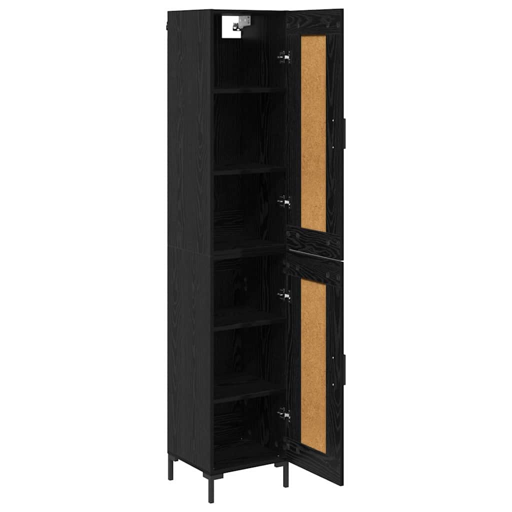 Highboard Zwart Eiken 34,5 x 34 x 180 cm Bewerkt hout is nu te koop bij PeponiXL, paradijselijk wonen!