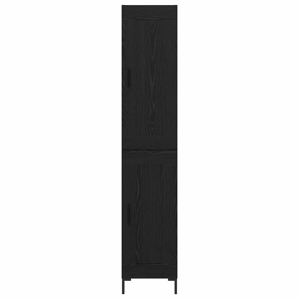 Highboard Zwart Eiken 34,5 x 34 x 180 cm Bewerkt hout is nu te koop bij PeponiXL, paradijselijk wonen!