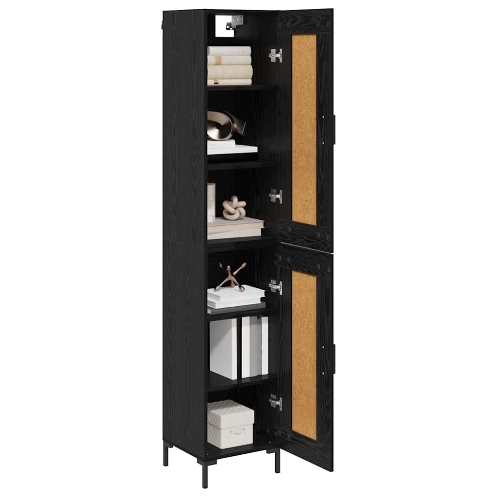 Highboard Zwart Eiken 34,5 x 34 x 180 cm Bewerkt hout is nu te koop bij PeponiXL, paradijselijk wonen!