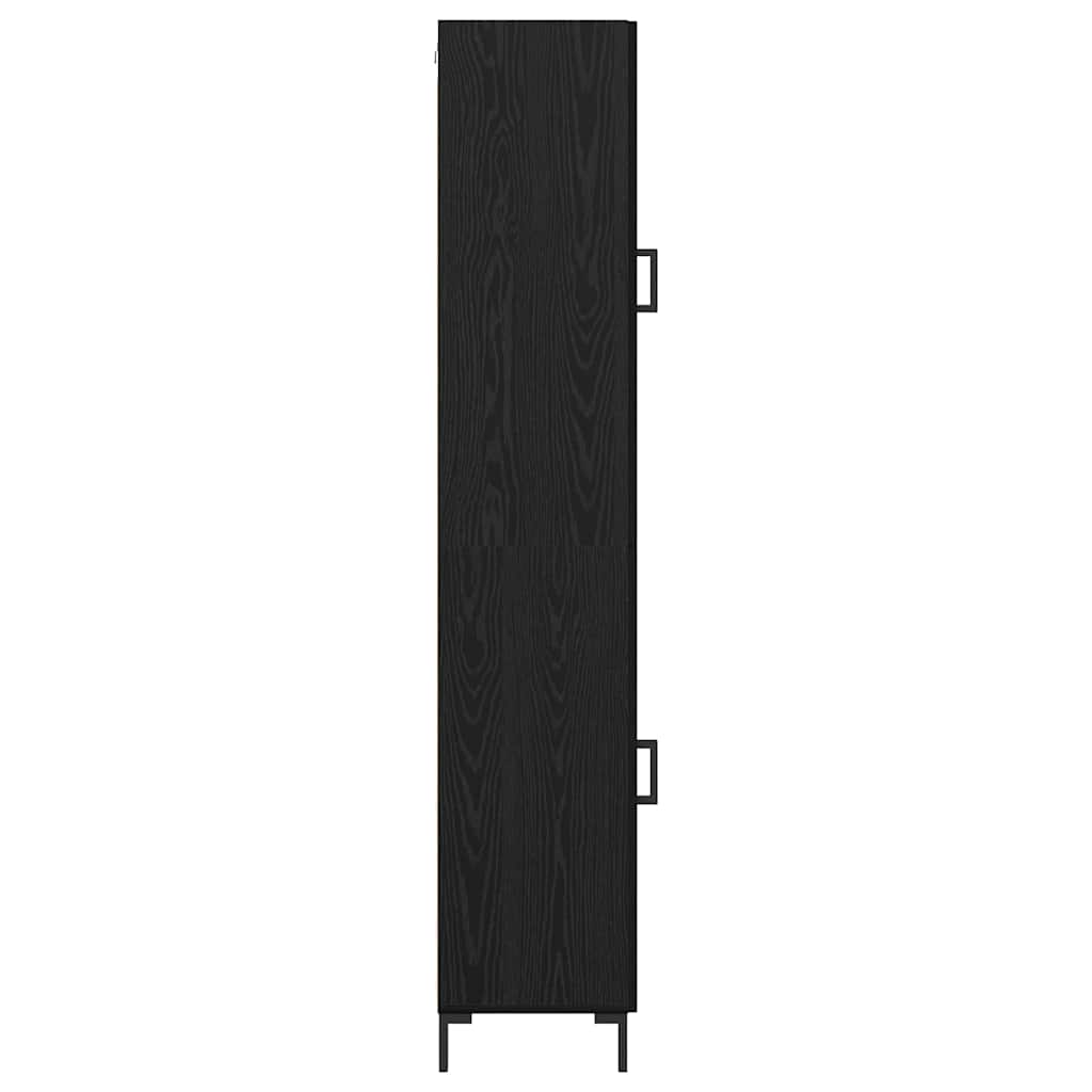 Highboard Zwart Eiken 34,5 x 34 x 180 cm Bewerkt hout is nu te koop bij PeponiXL, paradijselijk wonen!