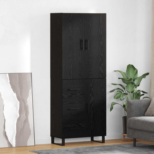 Hoge kast met lade 2 pcs Zwart Eiken 69,5 x 34 x 180 cm is nu te koop bij PeponiXL, paradijselijk wonen!