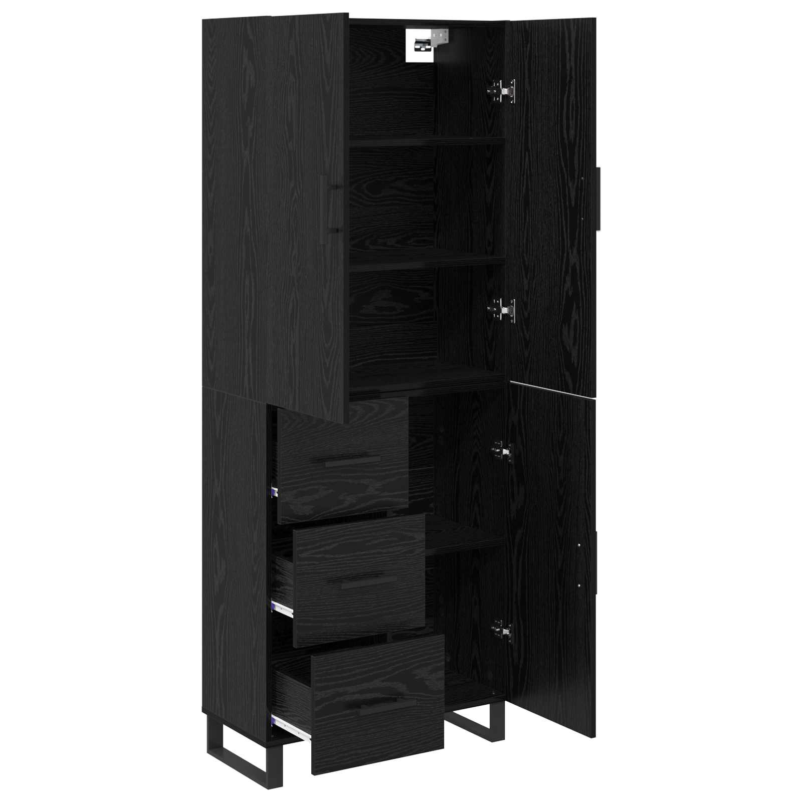 Hoge kast met lade 2 pcs Zwart Eiken 69,5 x 34 x 180 cm is nu te koop bij PeponiXL, paradijselijk wonen!