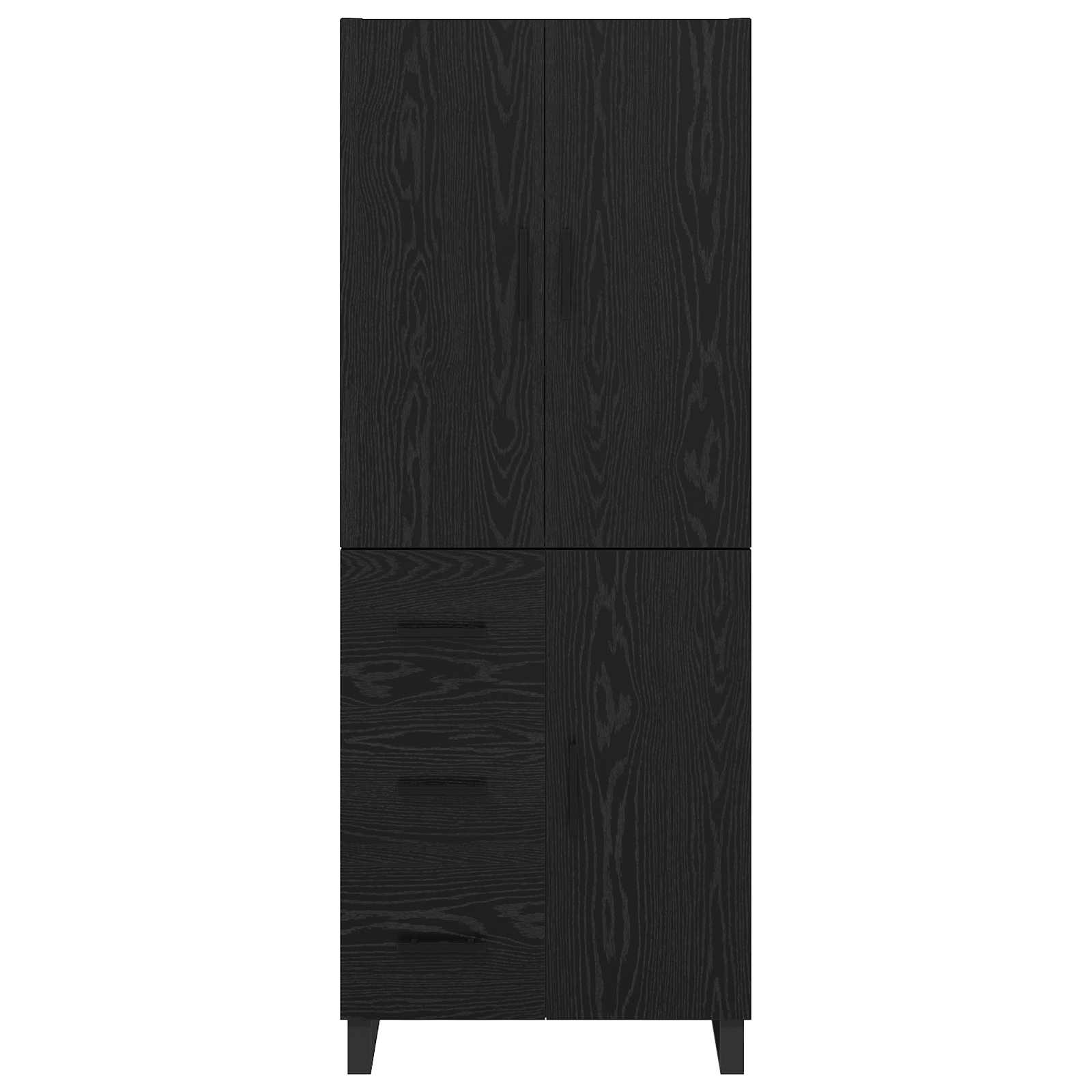 Hoge kast met lade 2 pcs Zwart Eiken 69,5 x 34 x 180 cm is nu te koop bij PeponiXL, paradijselijk wonen!