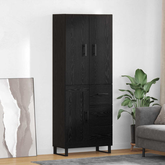Hoge kast met lade 2 pcs Zwart Eiken 69,5 x 34 x 180 cm is nu te koop bij PeponiXL, paradijselijk wonen!