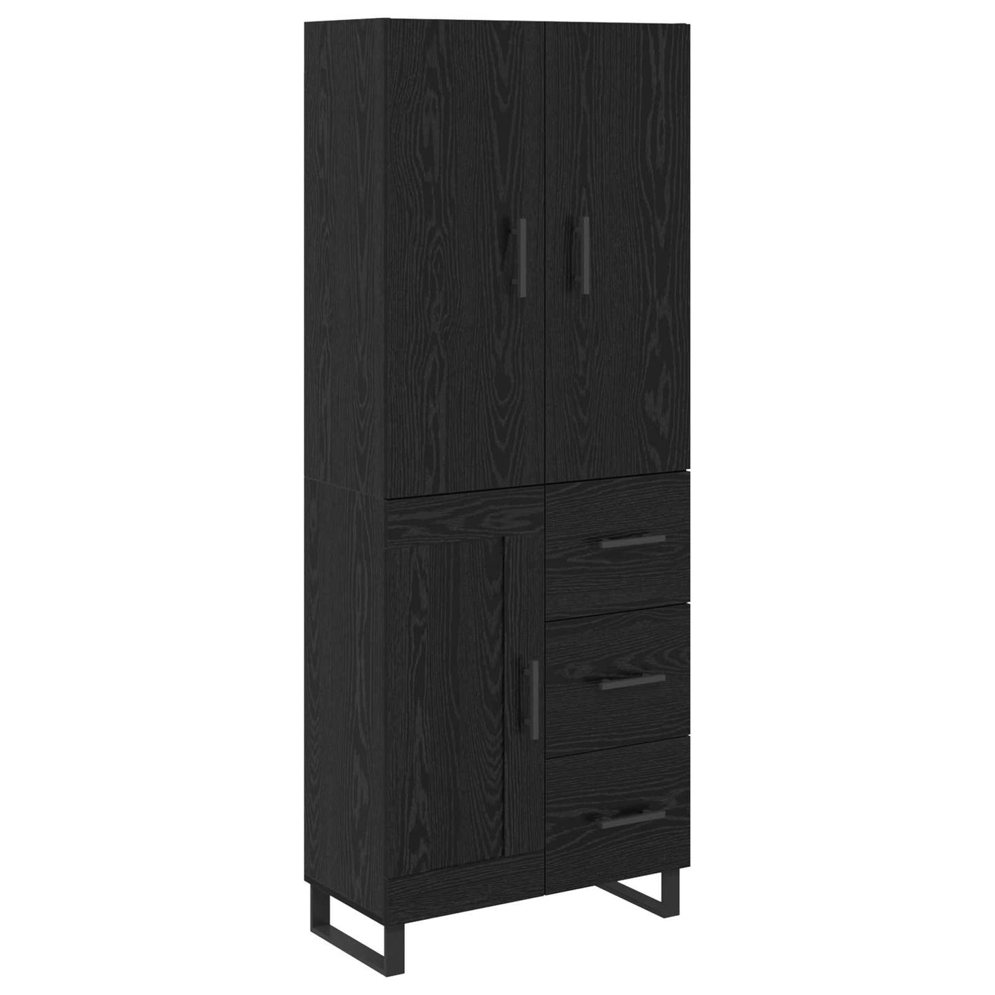 Hoge kast met lade 2 pcs Zwart Eiken 69,5 x 34 x 180 cm is nu te koop bij PeponiXL, paradijselijk wonen!