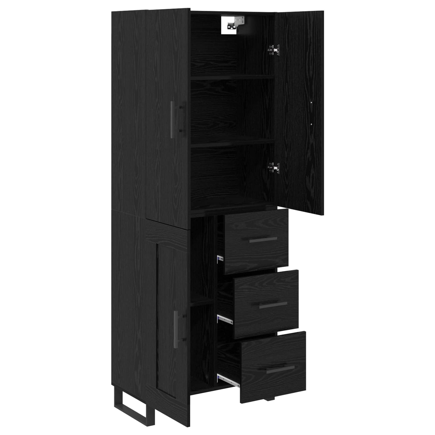 Hoge kast met lade 2 pcs Zwart Eiken 69,5 x 34 x 180 cm is nu te koop bij PeponiXL, paradijselijk wonen!