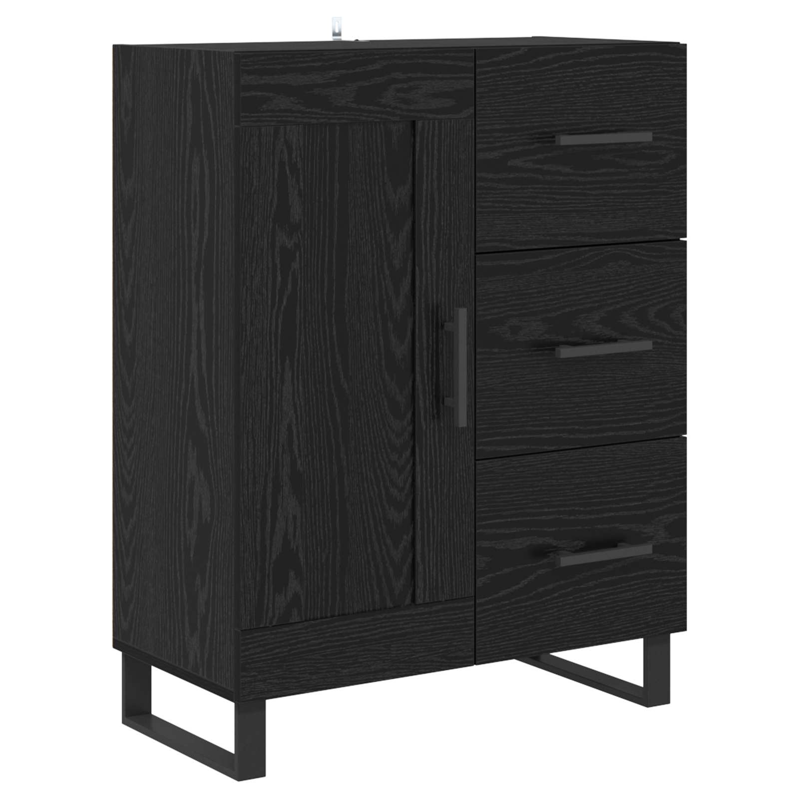 Hoge kast met lade 2 pcs Zwart Eiken 69,5 x 34 x 180 cm is nu te koop bij PeponiXL, paradijselijk wonen!