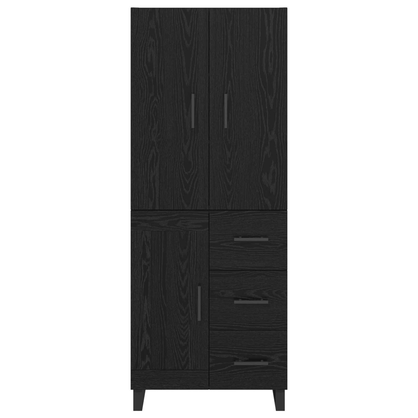 Hoge kast met lade 2 pcs Zwart Eiken 69,5 x 34 x 180 cm is nu te koop bij PeponiXL, paradijselijk wonen!
