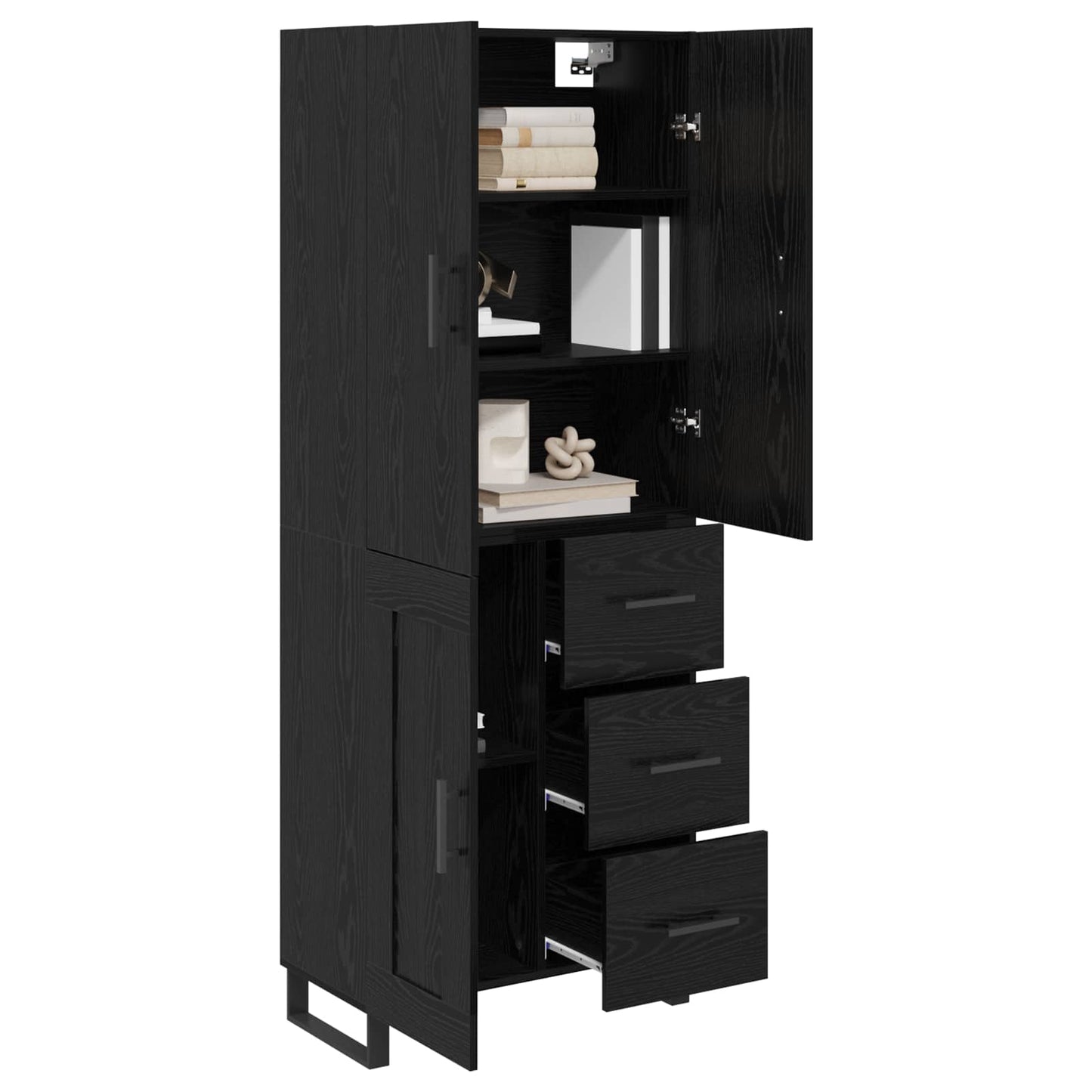 Hoge kast met lade 2 pcs Zwart Eiken 69,5 x 34 x 180 cm is nu te koop bij PeponiXL, paradijselijk wonen!
