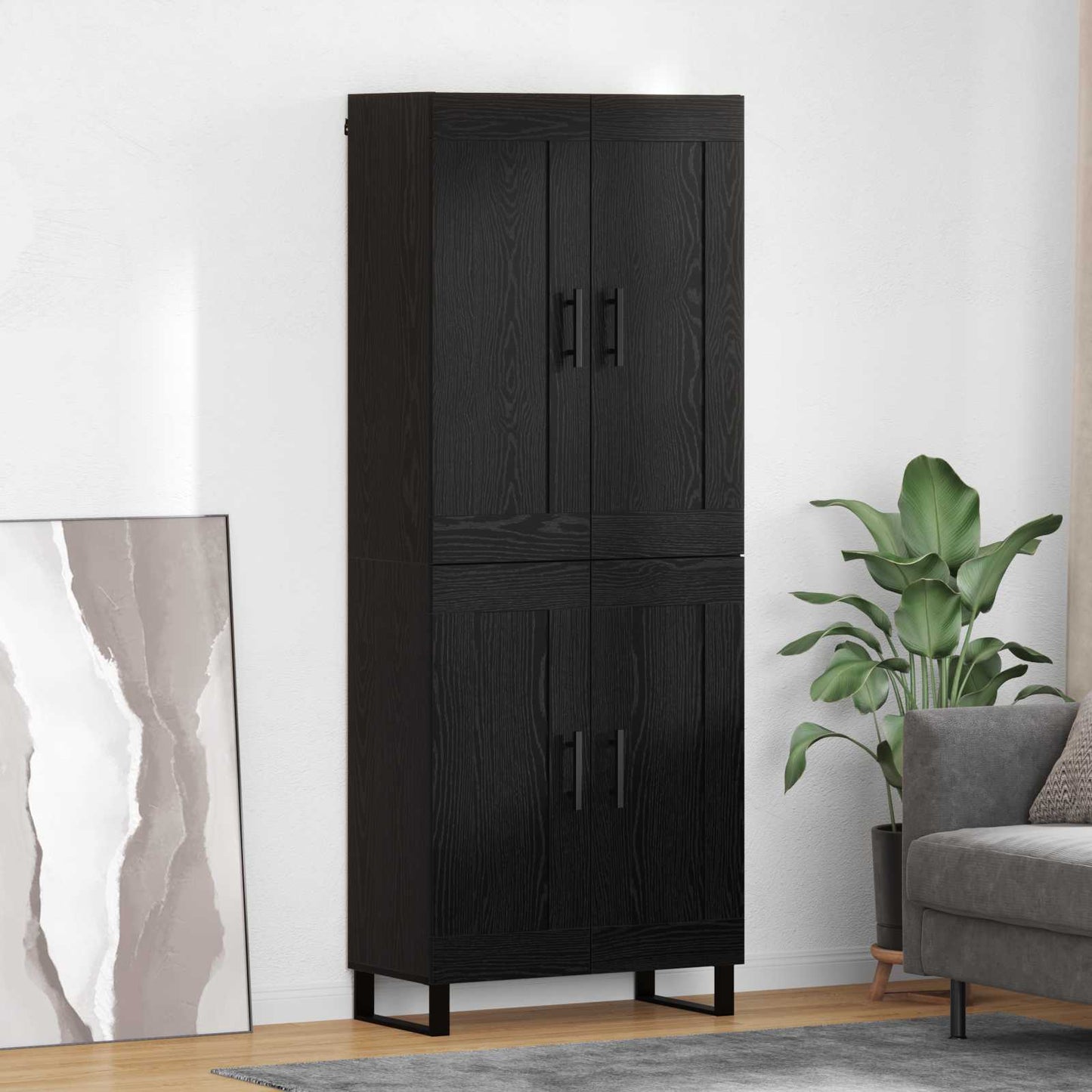 Hoge kast Zwart Eiken 69,5 x 34 x 180 cm Bewerkt hout is nu te koop bij PeponiXL, paradijselijk wonen!