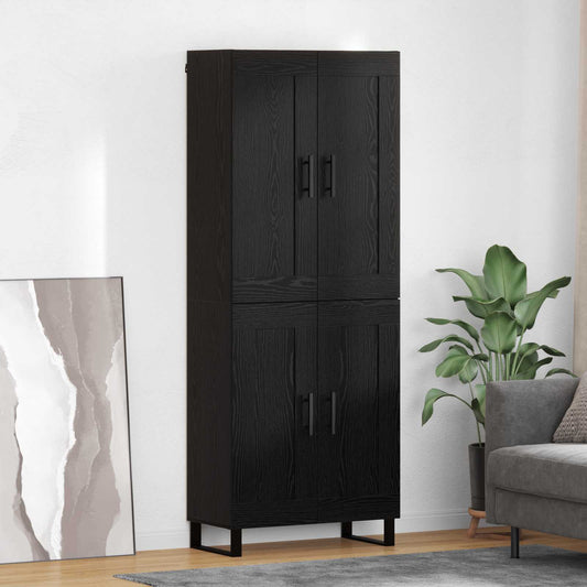 Hoge kast Zwart Eiken 69,5 x 34 x 180 cm Bewerkt hout is nu te koop bij PeponiXL, paradijselijk wonen!