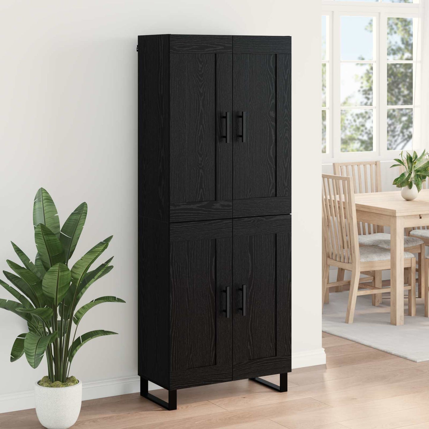 Hoge kast Zwart Eiken 69,5 x 34 x 180 cm Bewerkt hout is nu te koop bij PeponiXL, paradijselijk wonen!