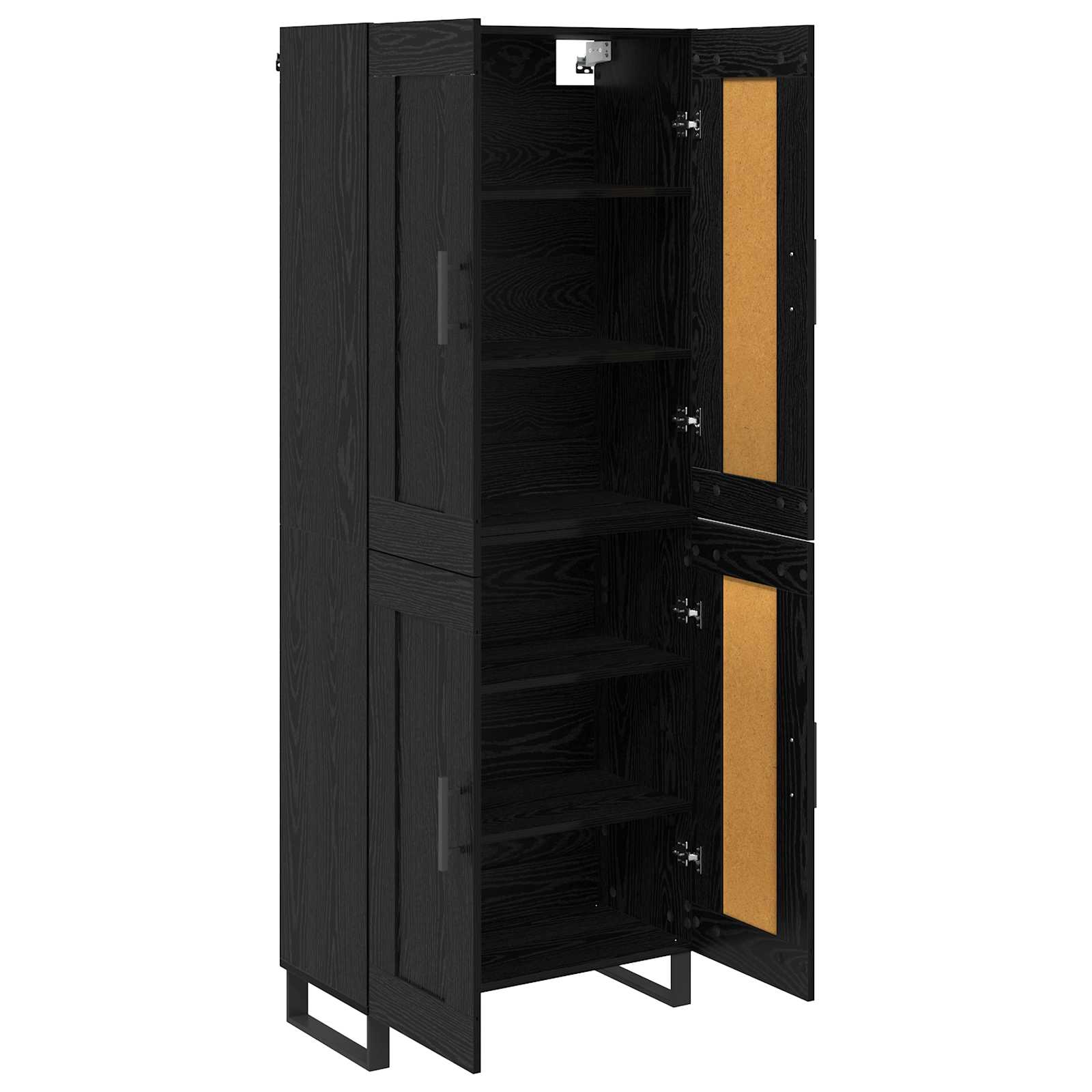 Hoge kast Zwart Eiken 69,5 x 34 x 180 cm Bewerkt hout is nu te koop bij PeponiXL, paradijselijk wonen!