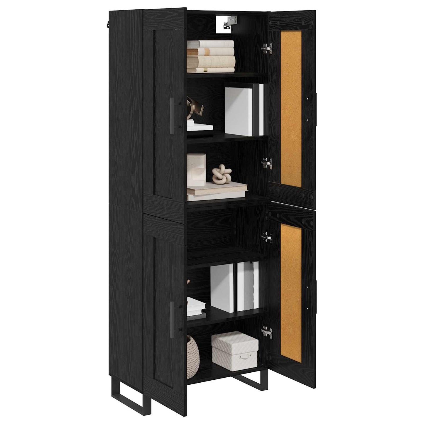 Hoge kast Zwart Eiken 69,5 x 34 x 180 cm Bewerkt hout is nu te koop bij PeponiXL, paradijselijk wonen!