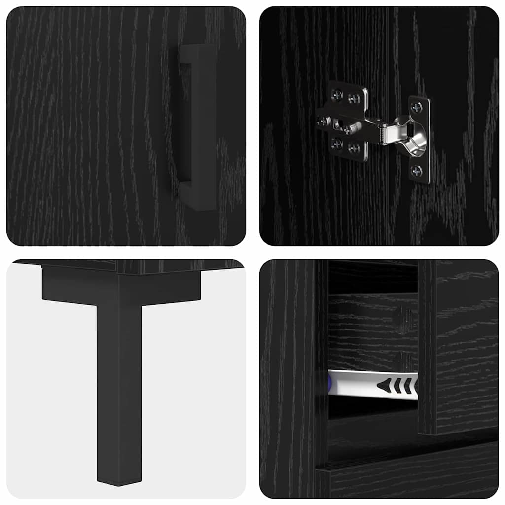 Hoge kast met lade 2 pcs Zwart Eiken Bewerkt hout is nu te koop bij PeponiXL, paradijselijk wonen!