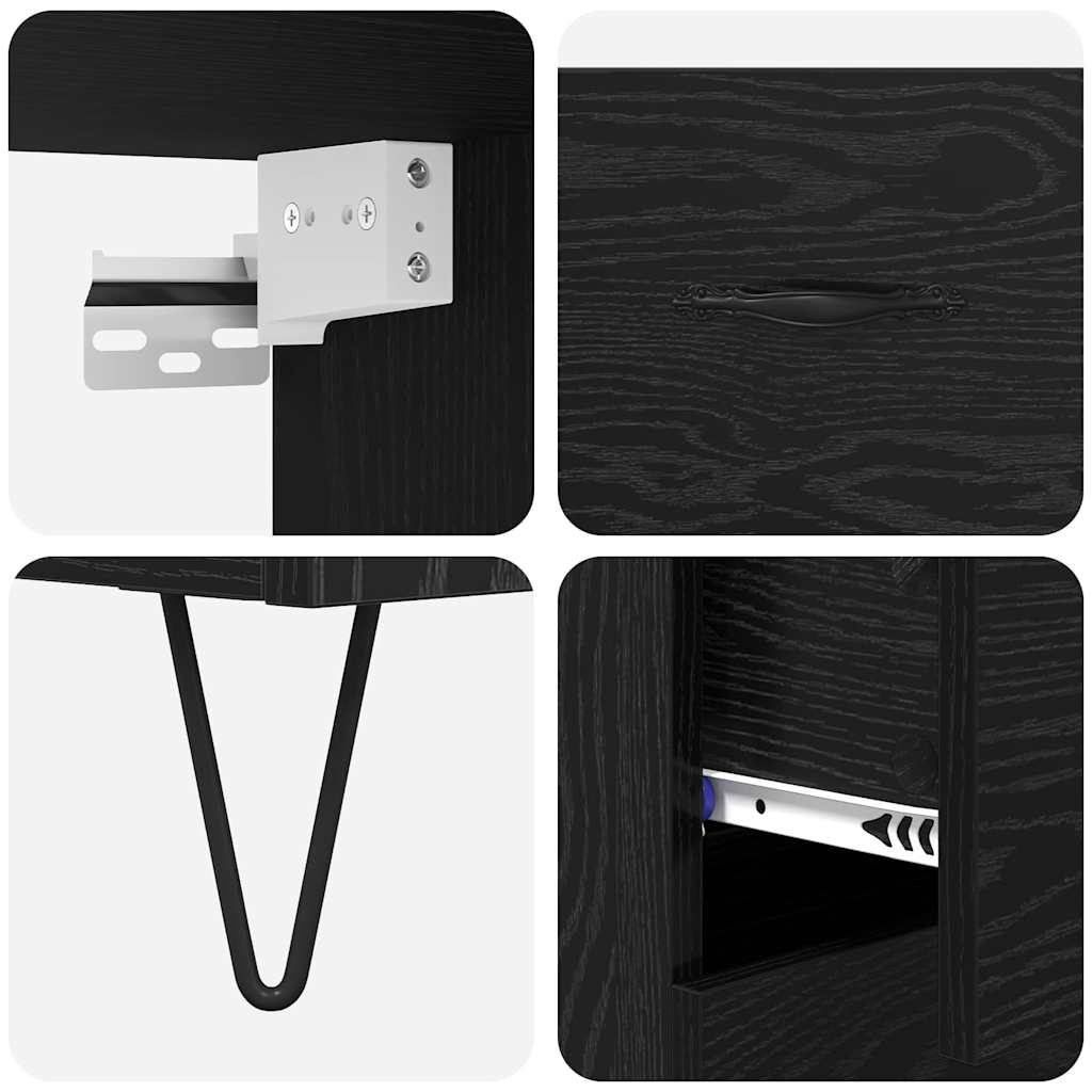 Hoge kast met lade 2 pcs Zwart Eiken Bewerkt hout is nu te koop bij PeponiXL, paradijselijk wonen!