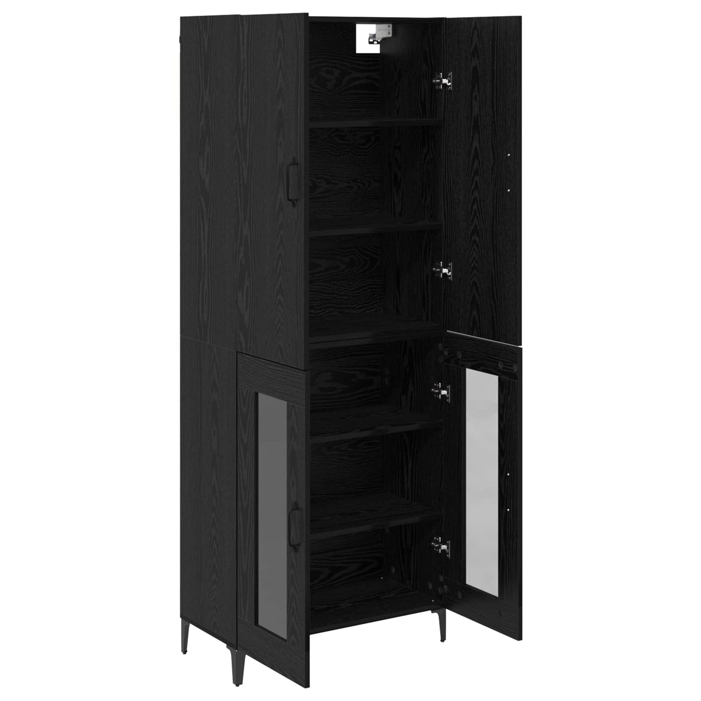 Highboard Zwart Eiken 69,5 x 34 x 180 cm Bewerkt hout is nu te koop bij PeponiXL, paradijselijk wonen!