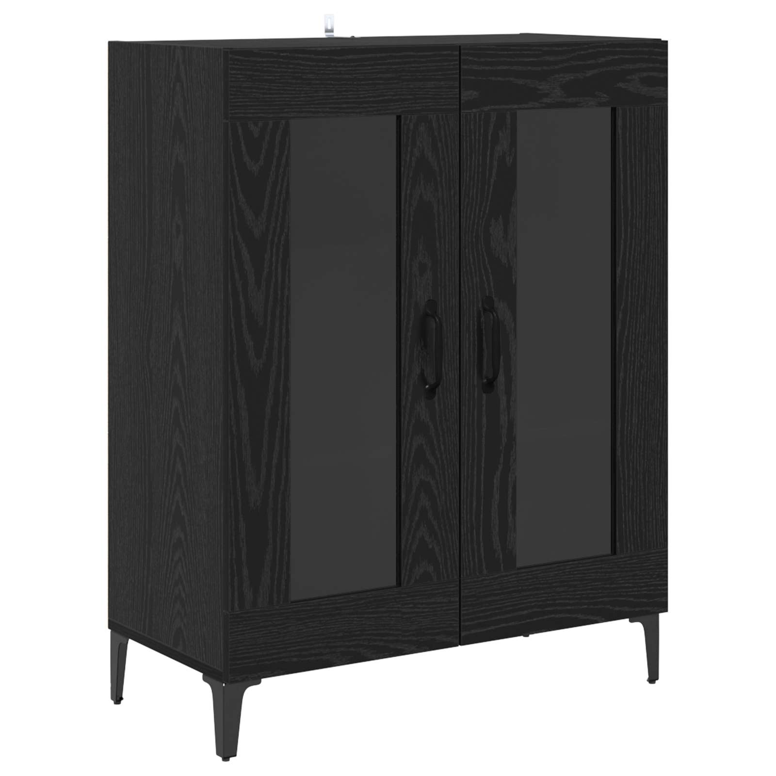 Highboard Zwart Eiken 69,5 x 34 x 180 cm Bewerkt hout is nu te koop bij PeponiXL, paradijselijk wonen!