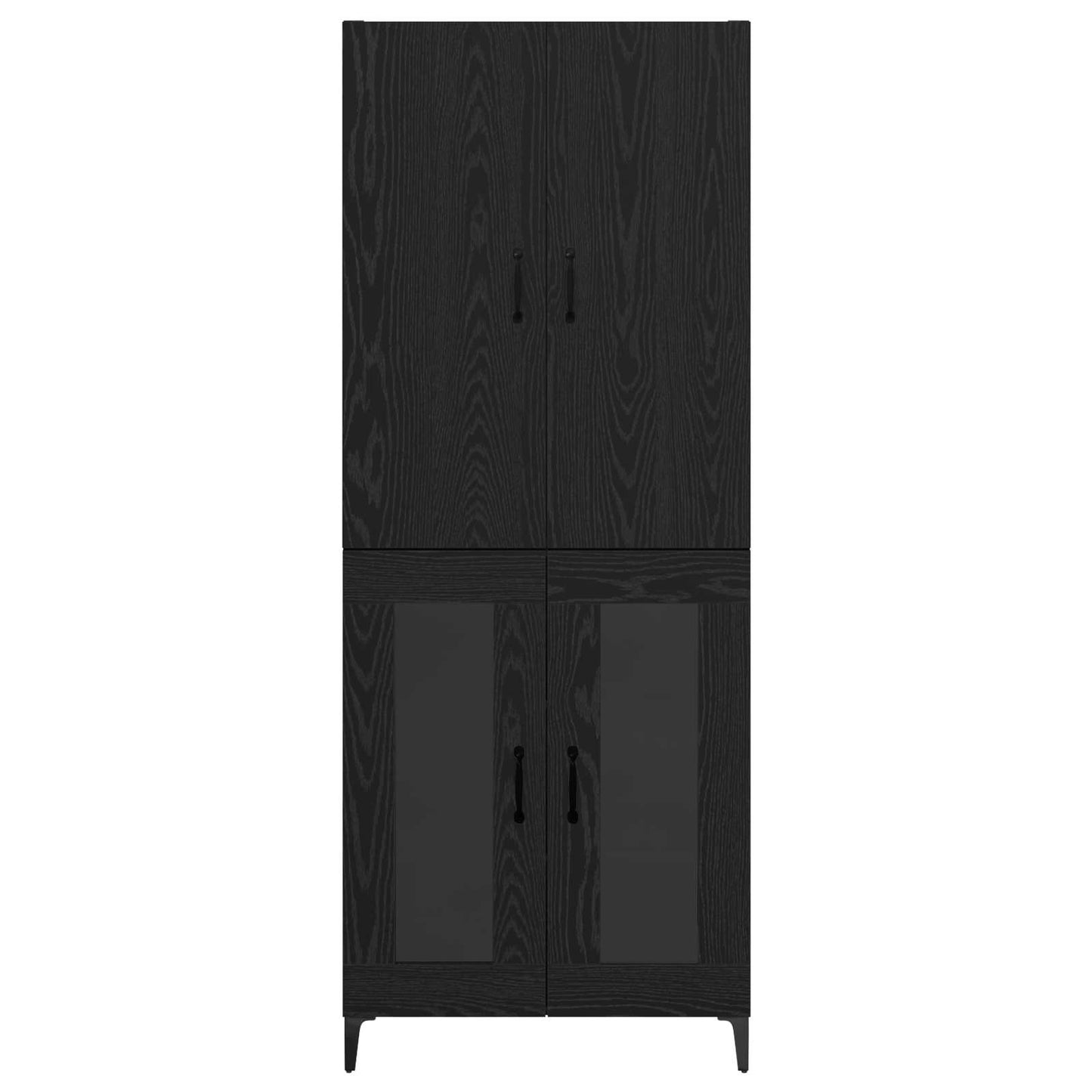Highboard Zwart Eiken 69,5 x 34 x 180 cm Bewerkt hout is nu te koop bij PeponiXL, paradijselijk wonen!