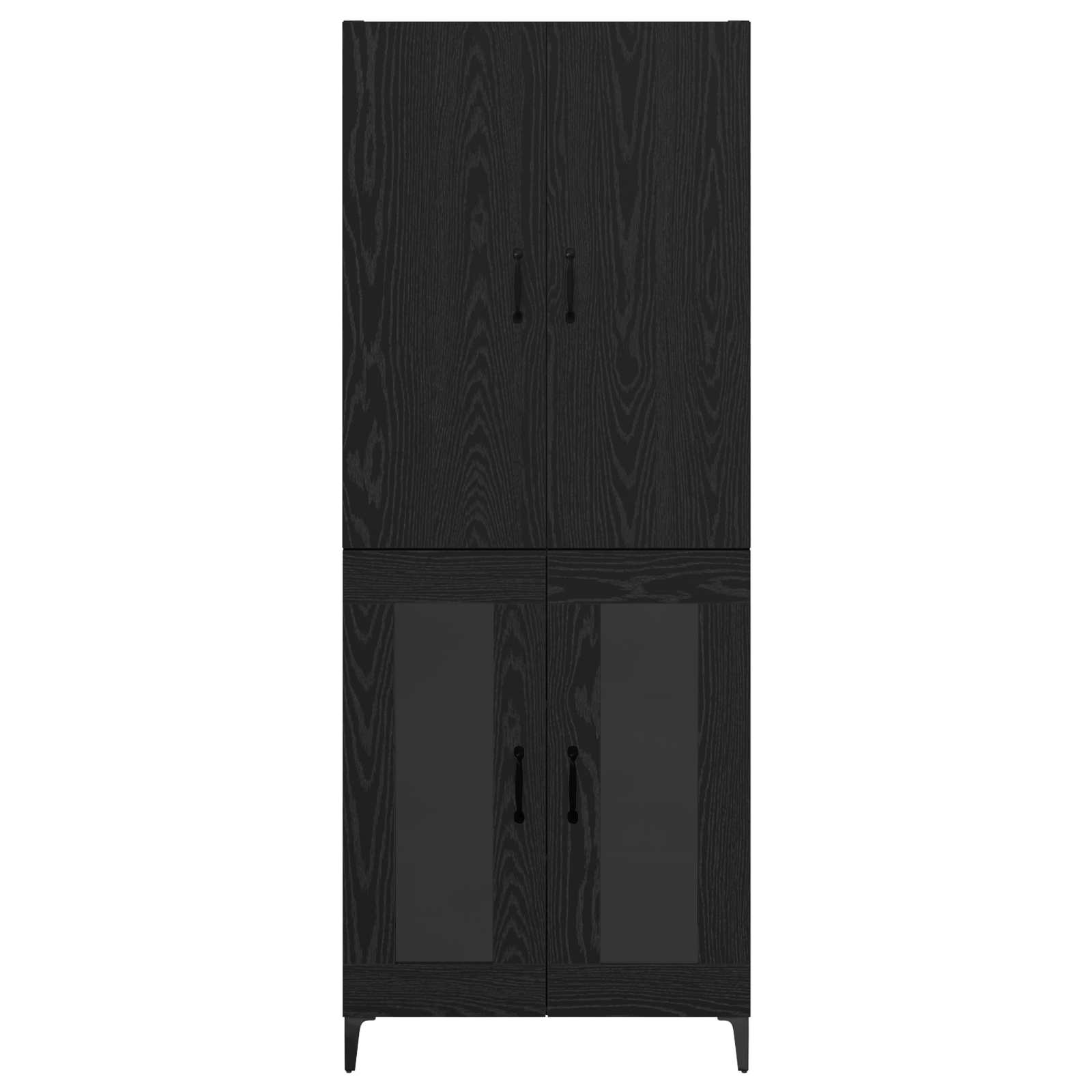 Highboard Zwart Eiken 69,5 x 34 x 180 cm Bewerkt hout is nu te koop bij PeponiXL, paradijselijk wonen!