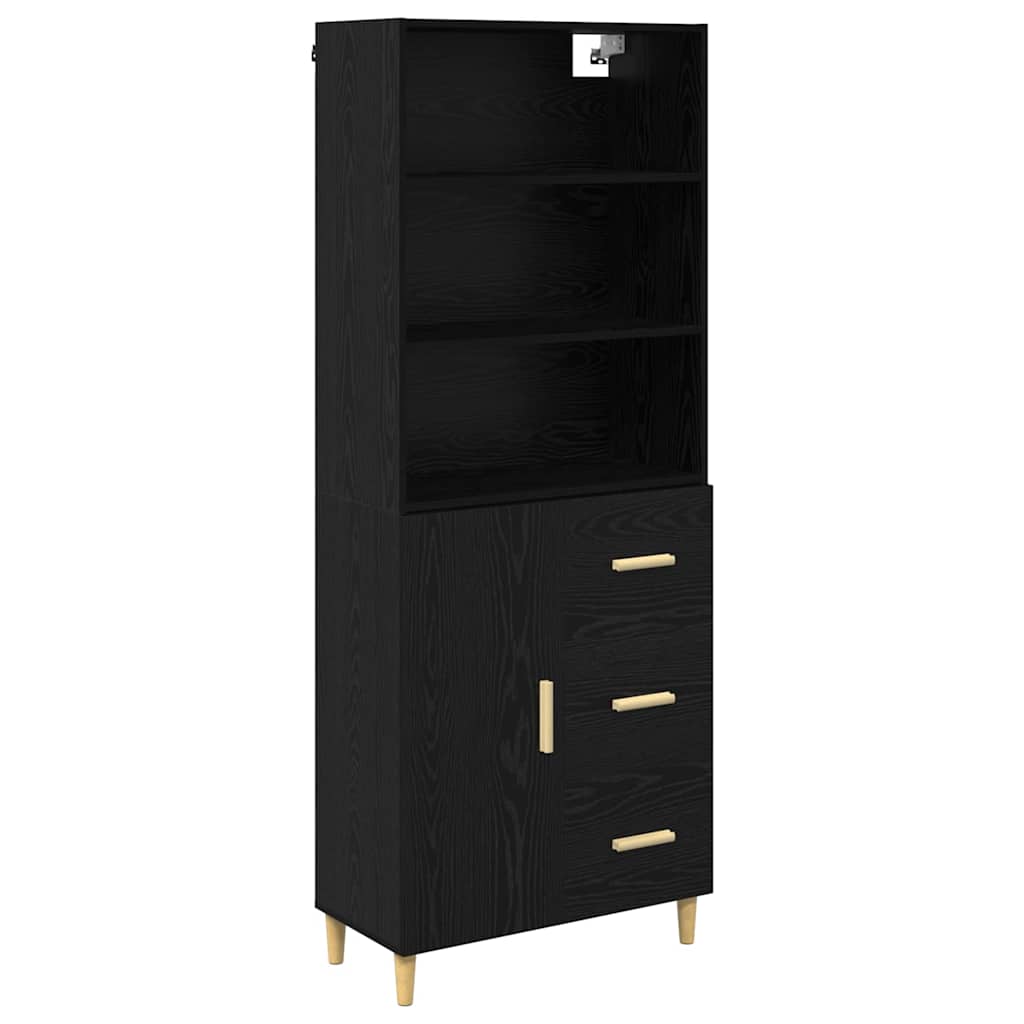 Hoge kast Zwart Eiken 69,5 x 32,5 x 180 cm Bewerkt hout is nu te koop bij PeponiXL, paradijselijk wonen!