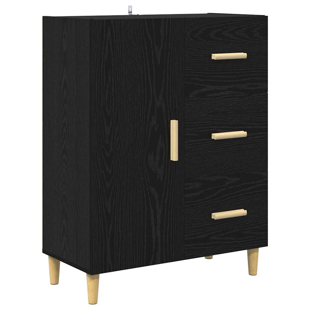 Hoge kast Zwart Eiken 69,5 x 32,5 x 180 cm Bewerkt hout is nu te koop bij PeponiXL, paradijselijk wonen!