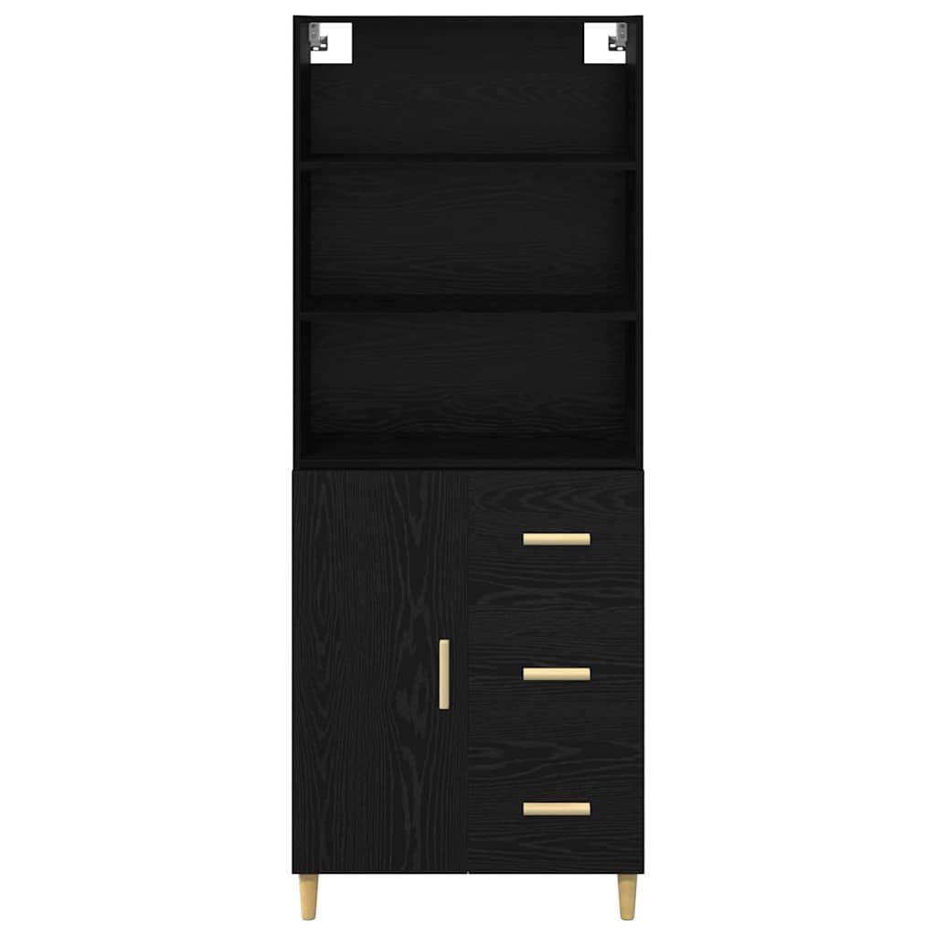 Hoge kast Zwart Eiken 69,5 x 32,5 x 180 cm Bewerkt hout is nu te koop bij PeponiXL, paradijselijk wonen!