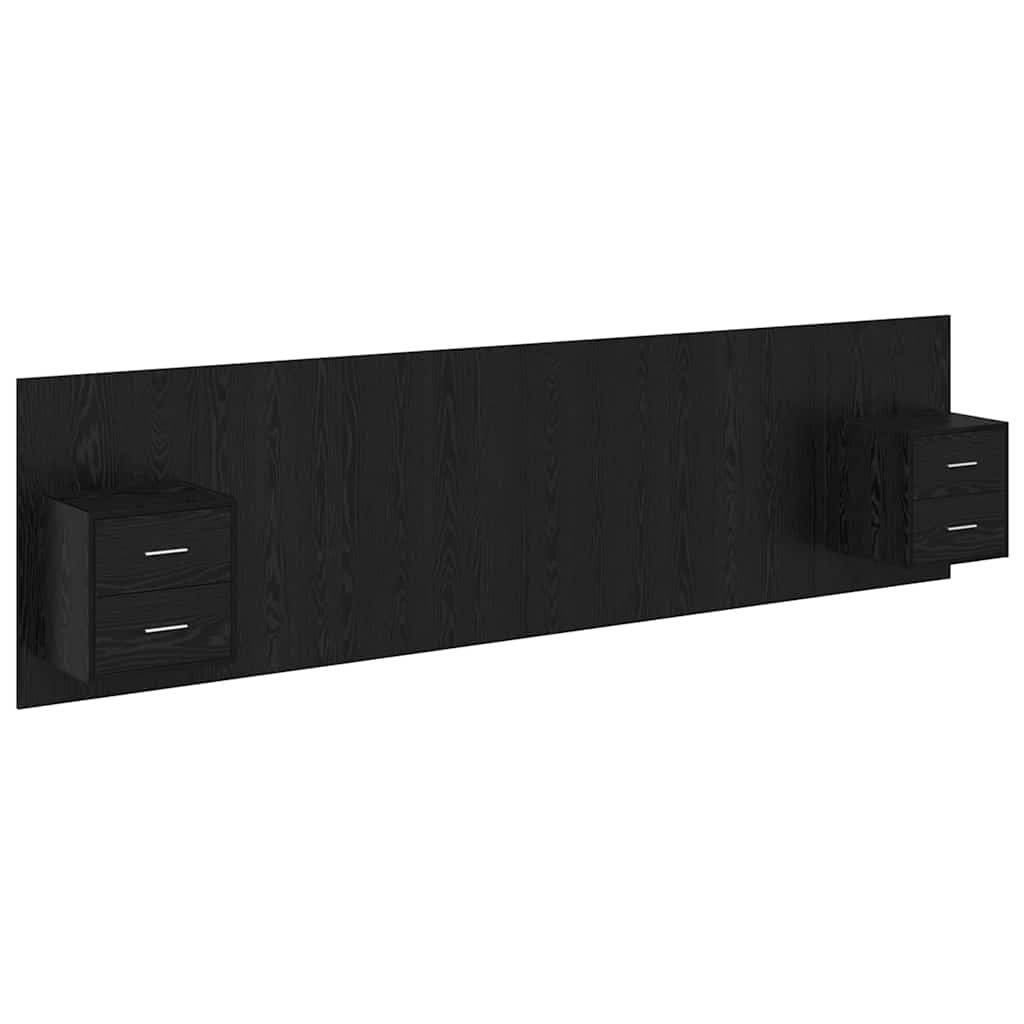 Hoofdbord Met Kast met lade 3 pcs Zwart Eiken Bewerkt hout is nu te koop bij PeponiXL, paradijselijk wonen!