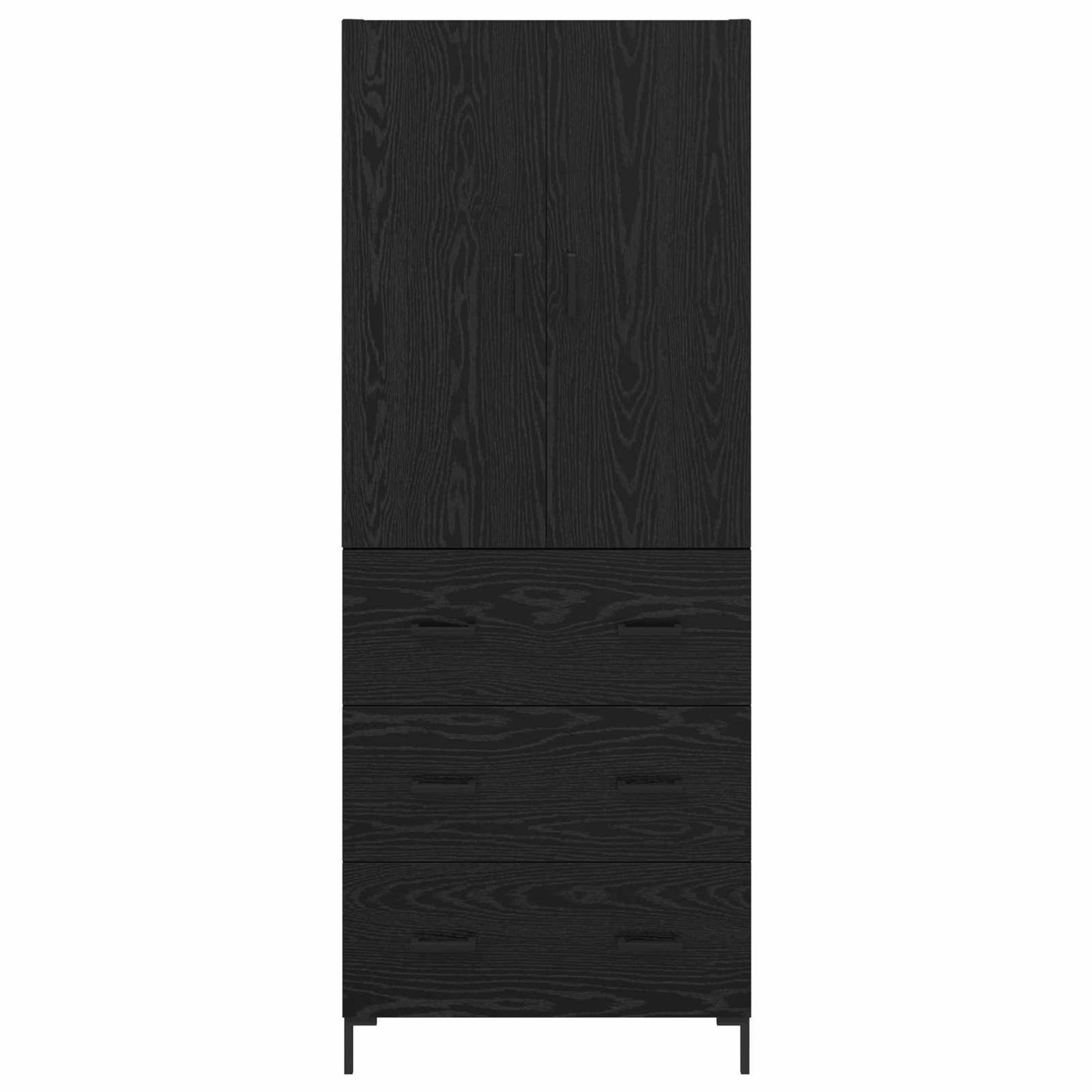 Highboard met lade Zwart Eiken 69,5 x 34 x 180 cm Bewerkt hout is nu te koop bij PeponiXL, paradijselijk wonen!