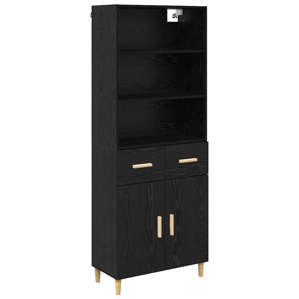 Hoge kast Zwart Eiken 69,5 x 32,5 x 180 cm Bewerkt hout is nu te koop bij PeponiXL, paradijselijk wonen!