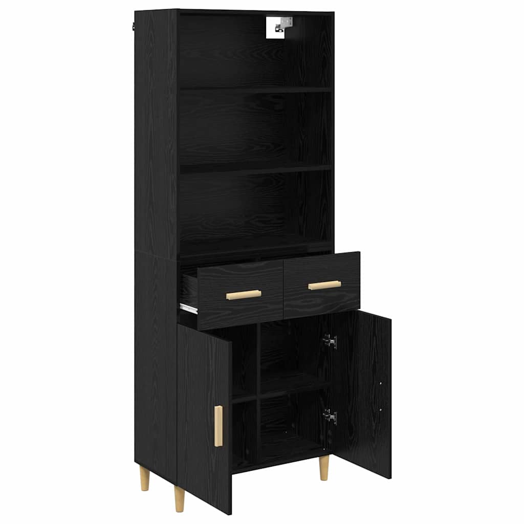 Hoge kast Zwart Eiken 69,5 x 32,5 x 180 cm Bewerkt hout is nu te koop bij PeponiXL, paradijselijk wonen!