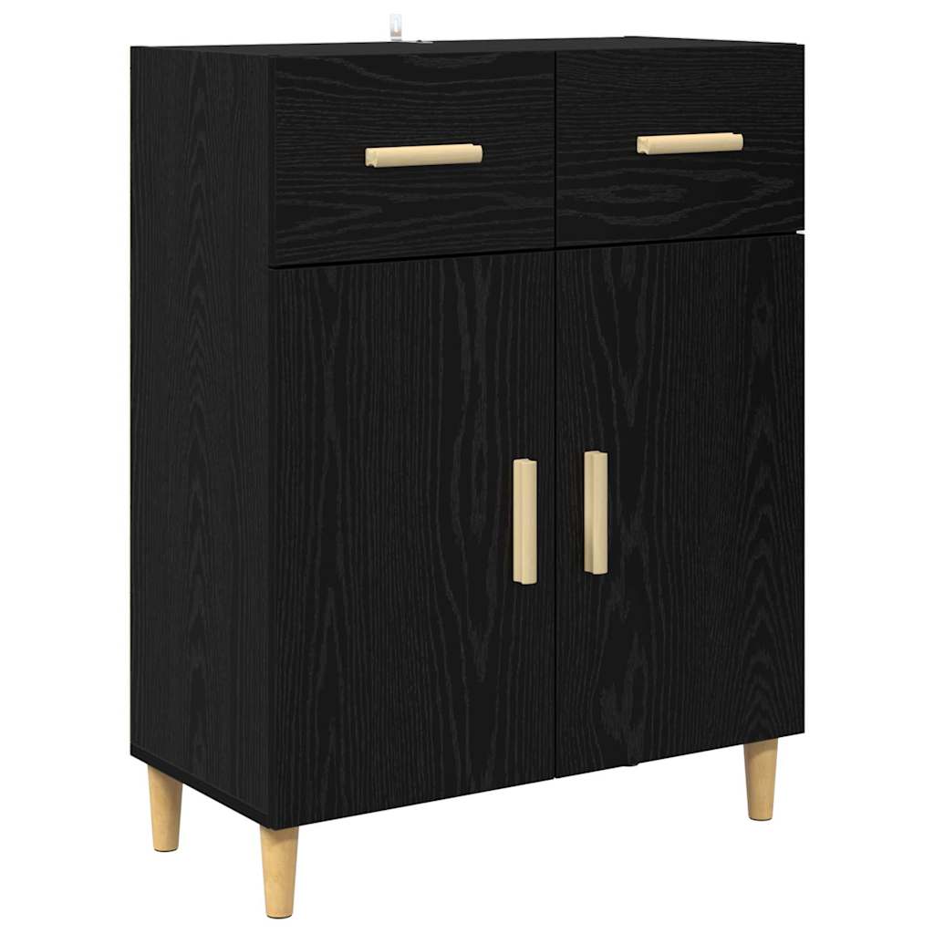 Hoge kast Zwart Eiken 69,5 x 32,5 x 180 cm Bewerkt hout is nu te koop bij PeponiXL, paradijselijk wonen!