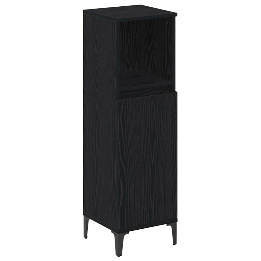 Badkamermeubelset met plank 3 stuks Zwart eiken Bewerkt hout is nu te koop bij PeponiXL, paradijselijk wonen!