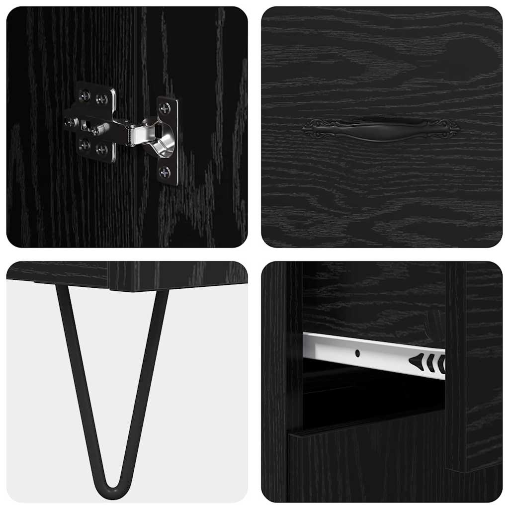 Hoge kast met lade Zwart Eiken 69,5 x 34 x 180 cm Bewerkt hout is nu te koop bij PeponiXL, paradijselijk wonen!