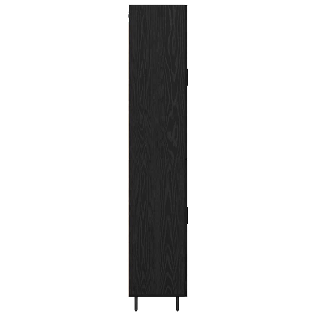 Hoge kast 2 pcs Zwart Eiken Bewerkt hout is nu te koop bij PeponiXL, paradijselijk wonen!