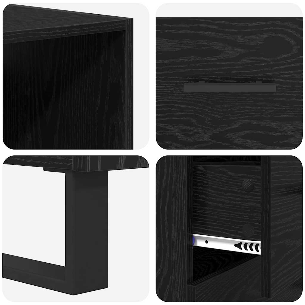 Hoge kast met lade Zwart Eiken 69,5 x 34 x 180 cm Bewerkt hout is nu te koop bij PeponiXL, paradijselijk wonen!