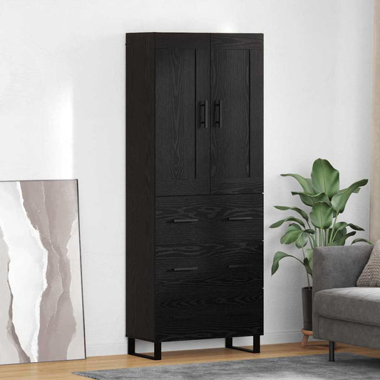 Hoge kast met lade Zwart Eiken 69,5 x 34 x 180 cm Bewerkt hout is nu te koop bij PeponiXL, paradijselijk wonen!