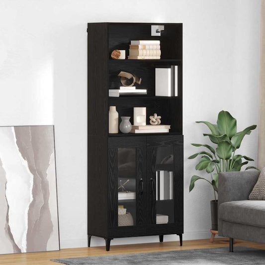 Hoge kast met lade Zwart Eiken 69,5 x 34 x 180 cm Bewerkt hout is nu te koop bij PeponiXL, paradijselijk wonen!