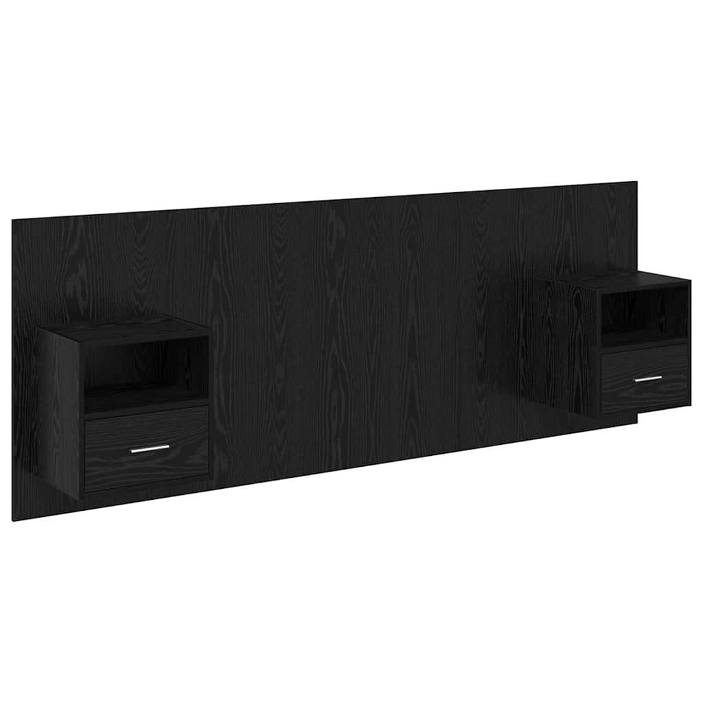 Hoofdbord Met Kast met lade 3 pcs Zwart Eiken Bewerkt hout is nu te koop bij PeponiXL, paradijselijk wonen!