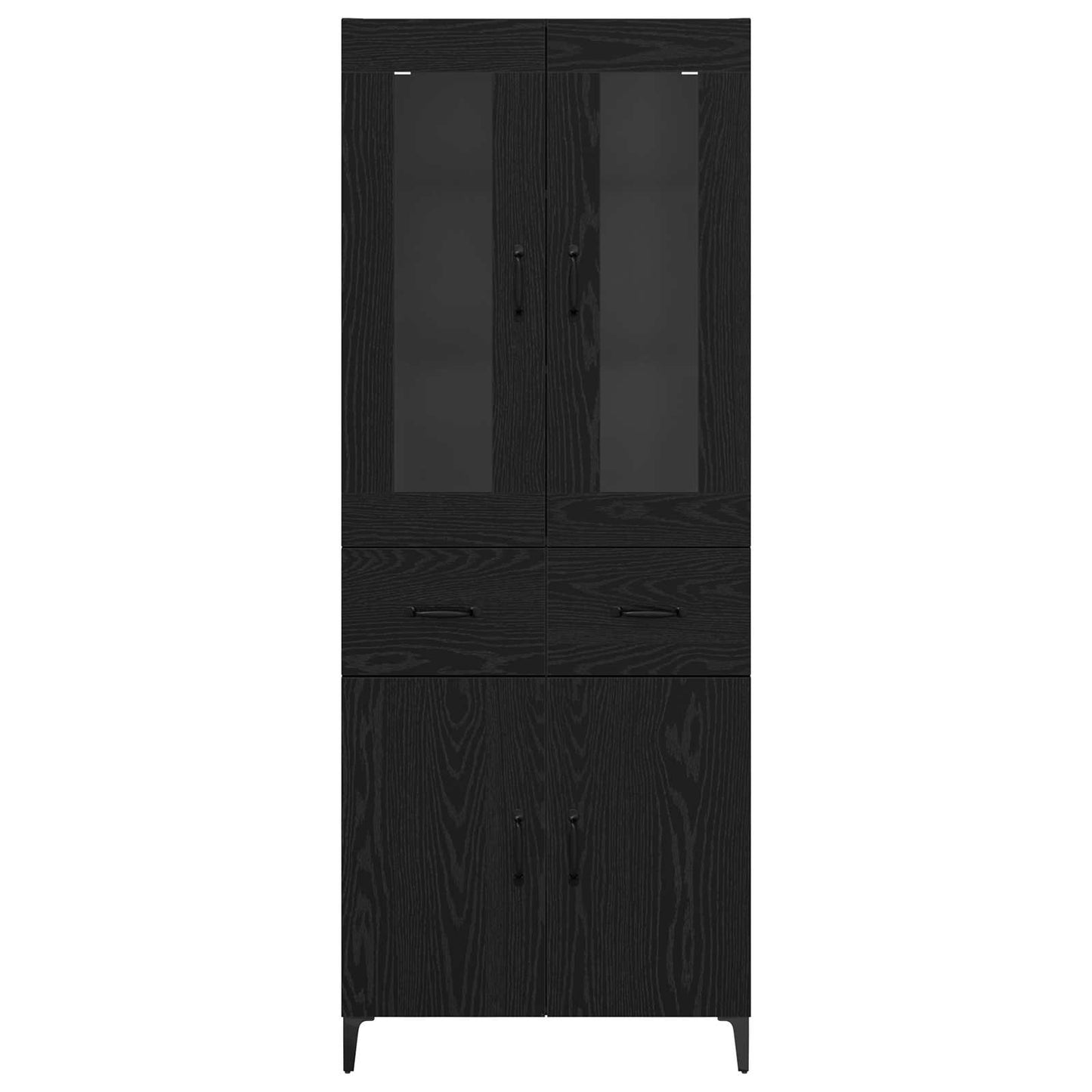 Highboard met lade Zwart Eiken 69,5 x 34 x 180 cm Bewerkt hout is nu te koop bij PeponiXL, paradijselijk wonen!