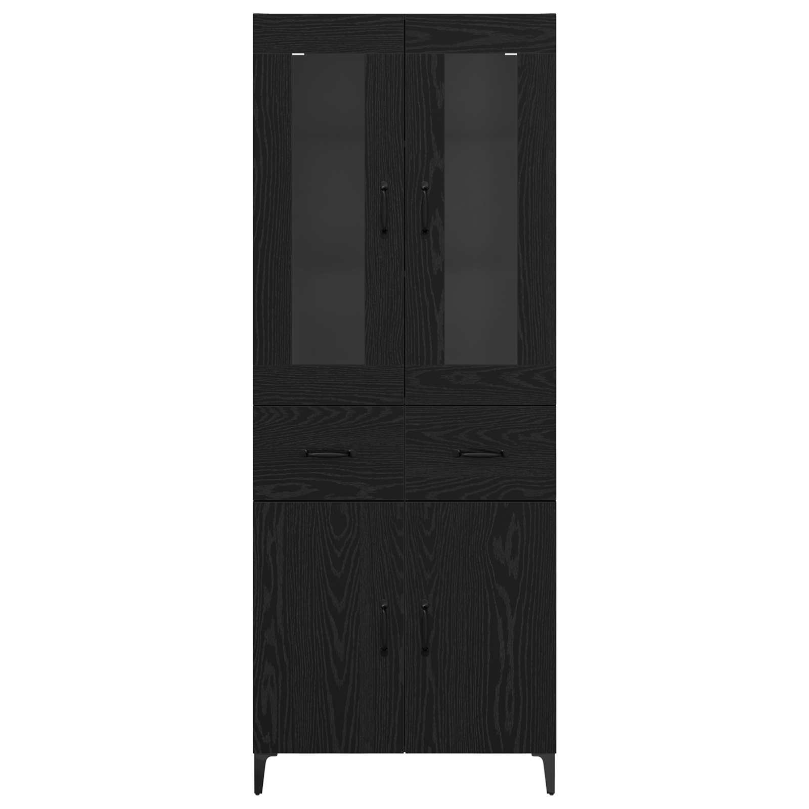Highboard met lade Zwart Eiken 69,5 x 34 x 180 cm Bewerkt hout is nu te koop bij PeponiXL, paradijselijk wonen!