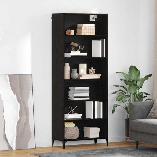Hoge kast Zwart Eiken 69,5 x 34 x 180 cm Bewerkt hout is nu te koop bij PeponiXL, paradijselijk wonen!