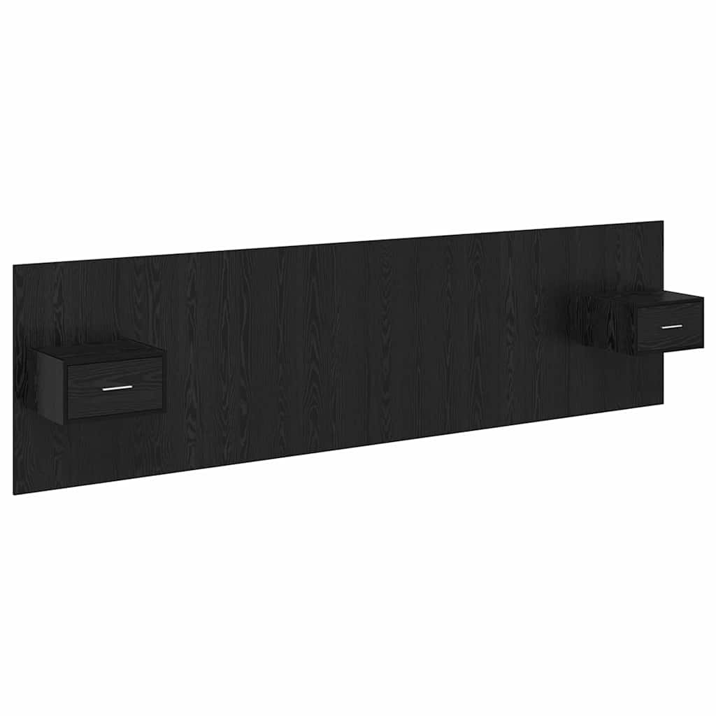 Hoofdbord Met Kast met lade 3 pcs Zwart Eiken Bewerkt hout is nu te koop bij PeponiXL, paradijselijk wonen!
