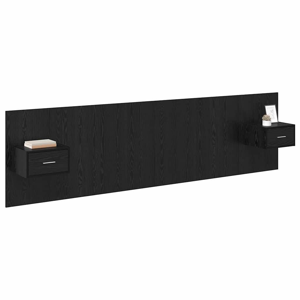 Hoofdbord Met Kast met lade 3 pcs Zwart Eiken Bewerkt hout is nu te koop bij PeponiXL, paradijselijk wonen!
