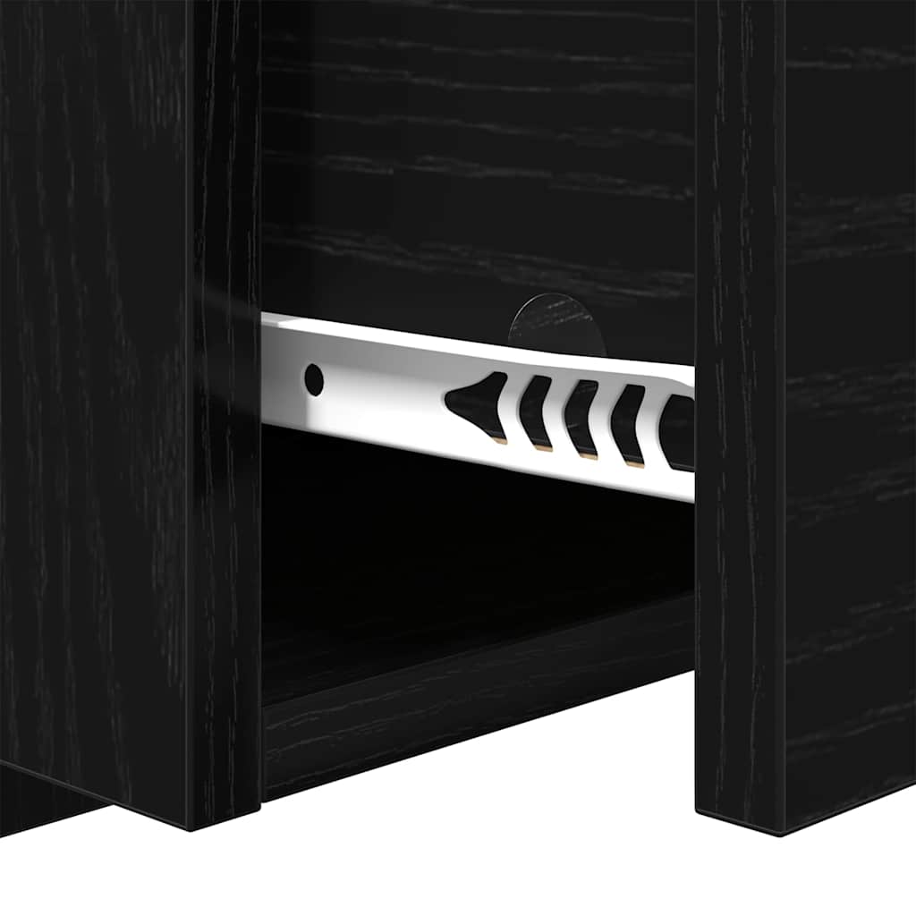 Hoofdbord Met Kast met lade 3 stuks Zwart Eiken Bewerkt hout is nu te koop bij PeponiXL, paradijselijk wonen!