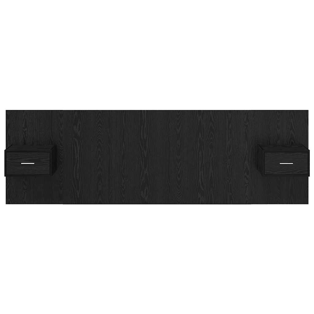 Hoofdbord Met Kast met lade 3 stuks Zwart Eiken Bewerkt hout is nu te koop bij PeponiXL, paradijselijk wonen!