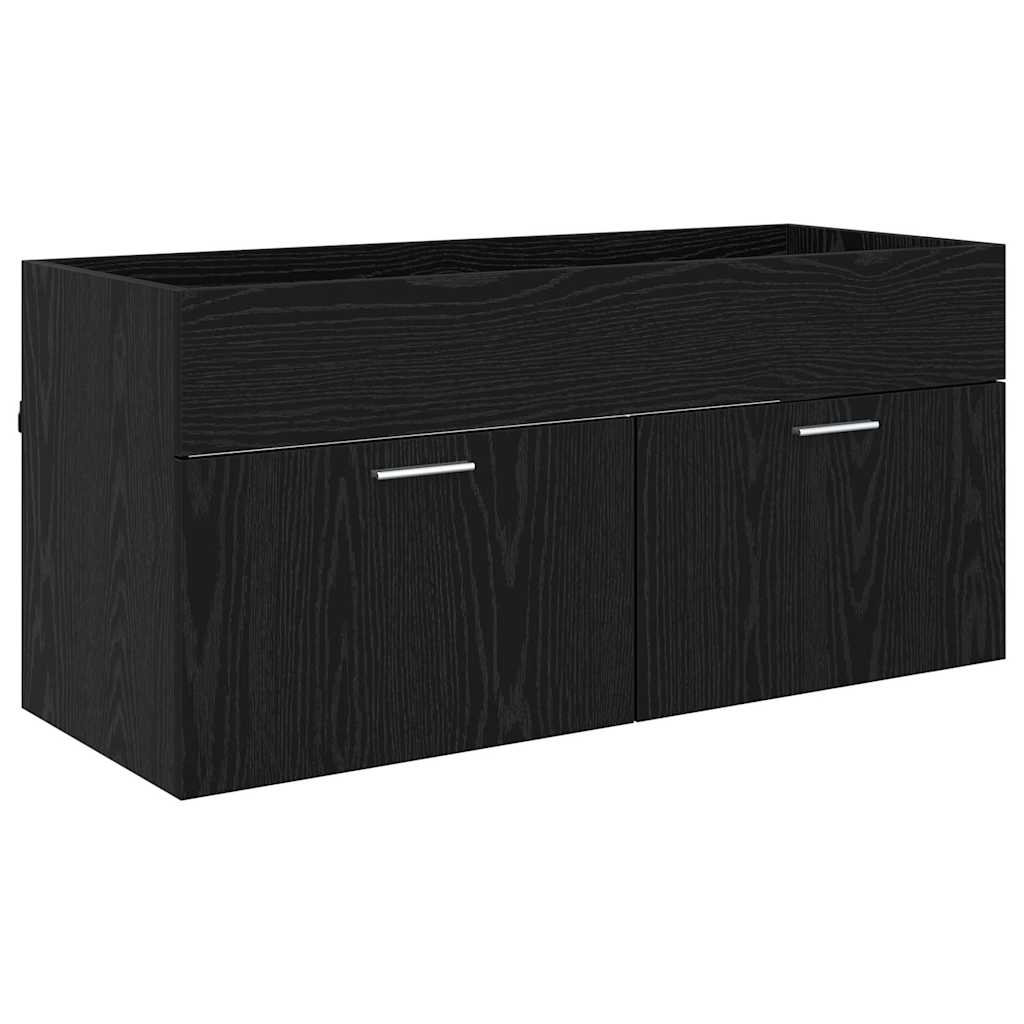 Badkamerkast Zwart Eiken 100 x 38,5 x 46 cm Bewerkt hout is nu te koop bij PeponiXL, paradijselijk wonen!